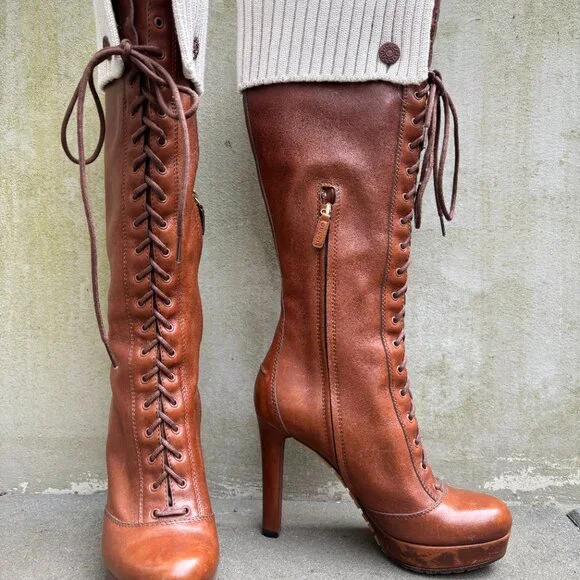 Gucci leather lace up boots size 37 - Picture 9 of 11